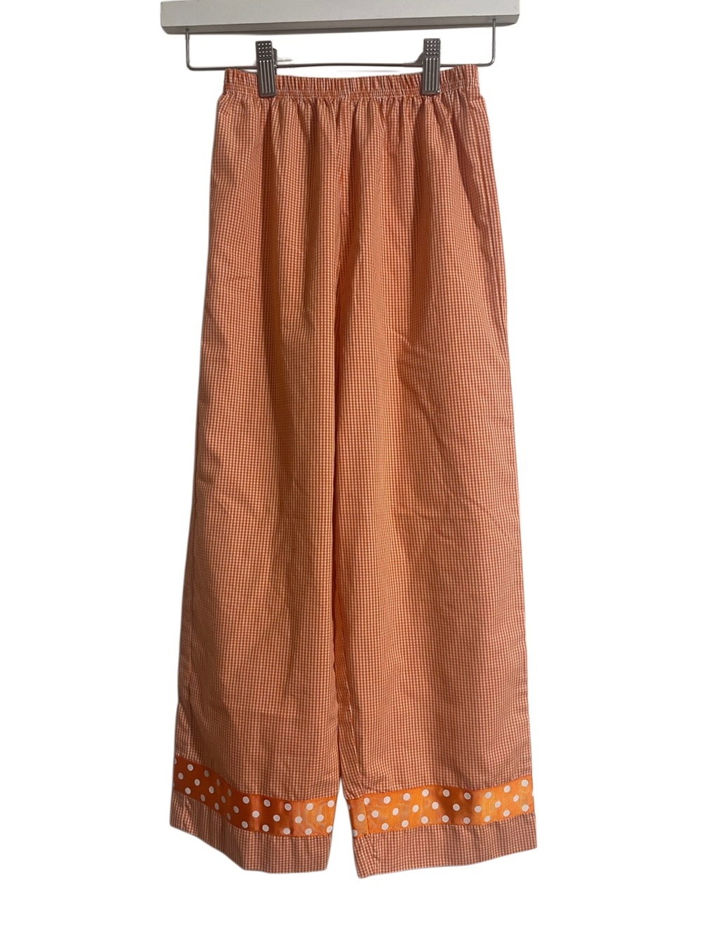Orange Gingham with Polka Hem Kids Pants Size 8 perfect for GameDay!!!